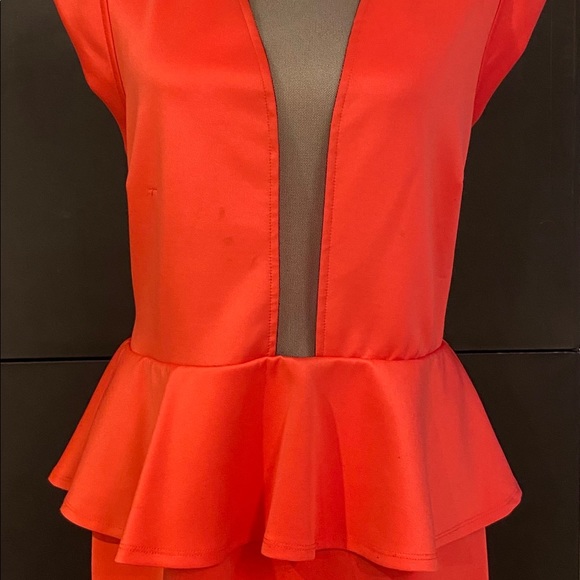 Dresses & Skirts - Coral Peplum Dress for Sale!
